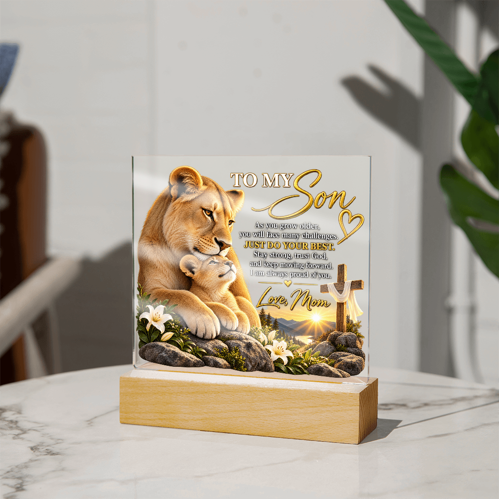 To My Son Acrylic Plaque – Trust God, Love Mom