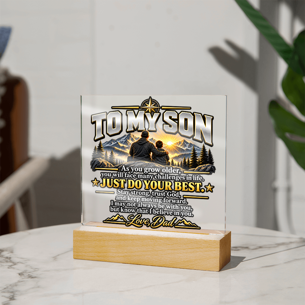 To My Son Acrylic Plaque – Trust God & Keep Moving Forward