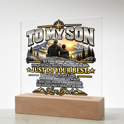 To My Son Acrylic Plaque – Trust God & Keep Moving Forward