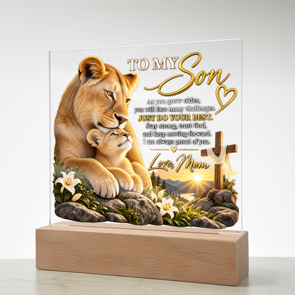 To My Son Acrylic Plaque – Trust God, Love Mom