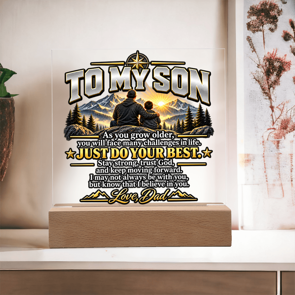 To My Son Acrylic Plaque – Trust God & Keep Moving Forward