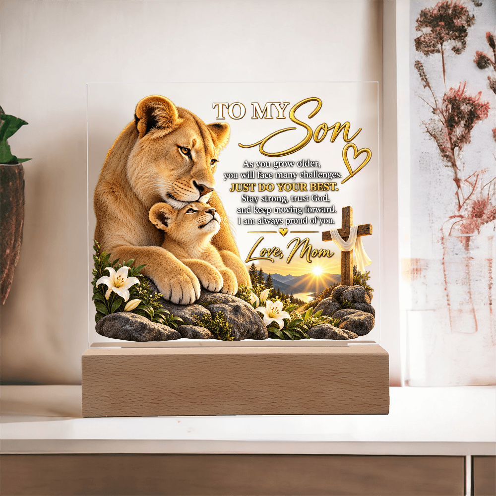 To My Son Acrylic Plaque – Trust God, Love Mom