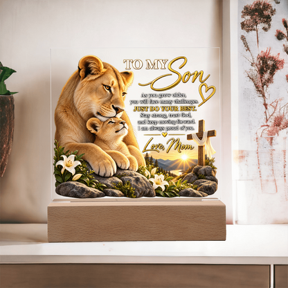 To My Son Acrylic Plaque – Trust God, Love Mom