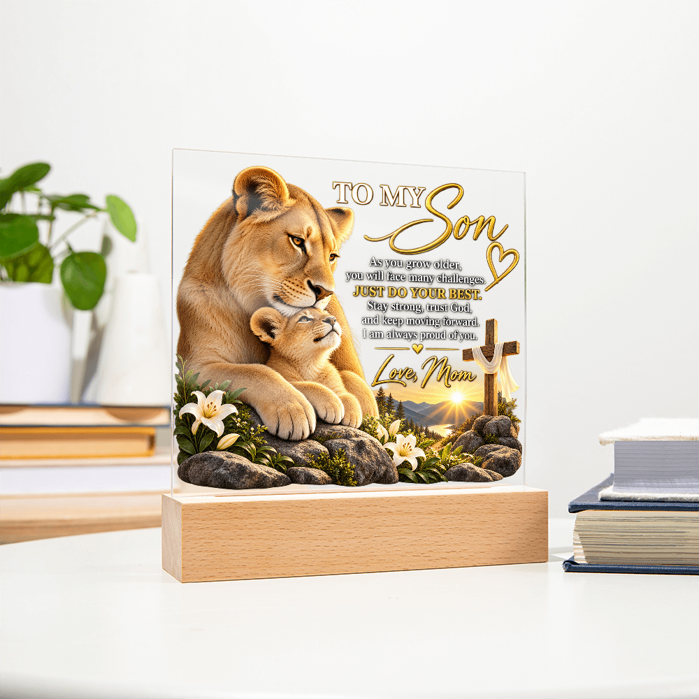 To My Son Acrylic Plaque – Trust God, Love Mom
