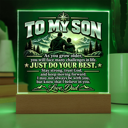 To My Son Acrylic Plaque – Trust God & Keep Moving Forward