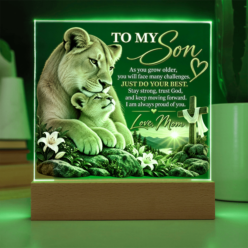 To My Son Acrylic Plaque – Trust God, Love Mom