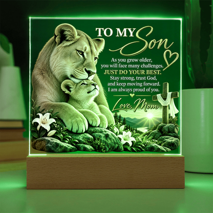 To My Son Acrylic Plaque – Trust God, Love Mom