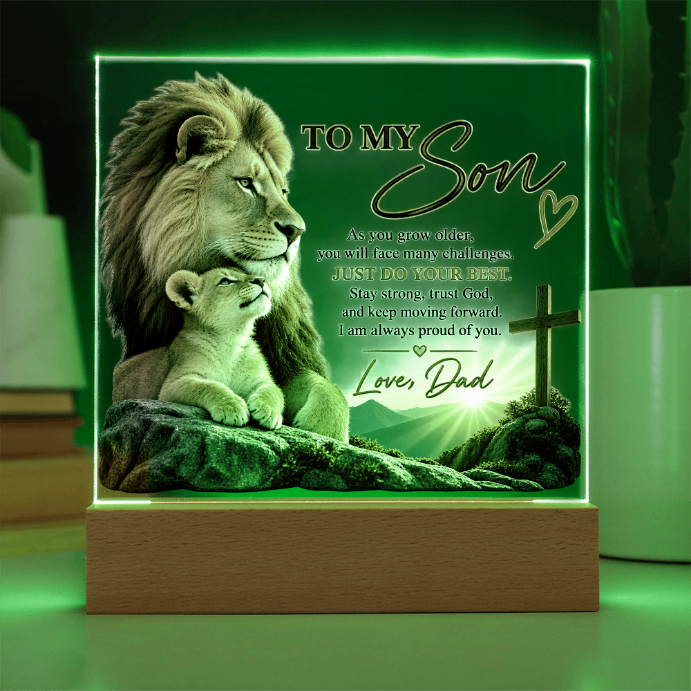 To My Son Lion LED Plaque From Dad