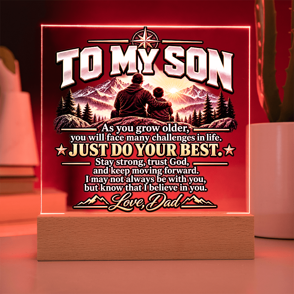 To My Son Acrylic Plaque – Trust God & Keep Moving Forward