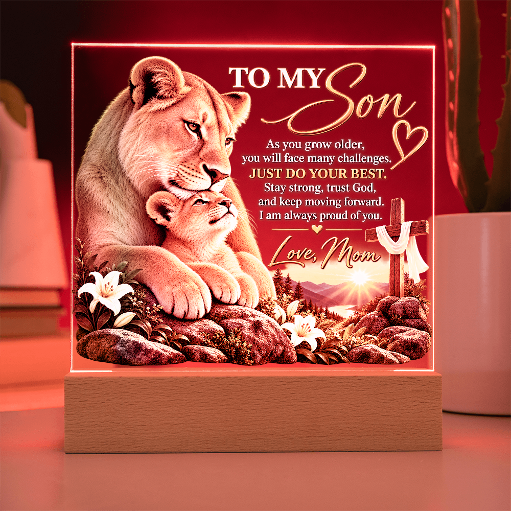 To My Son Acrylic Plaque – Trust God, Love Mom