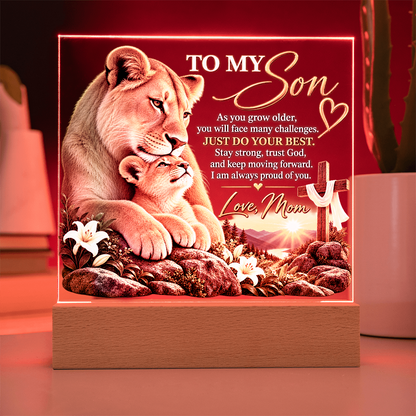To My Son Acrylic Plaque – Trust God, Love Mom