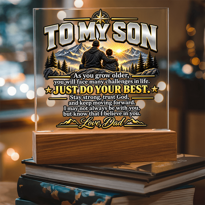 To My Son Acrylic Plaque – Trust God & Keep Moving Forward