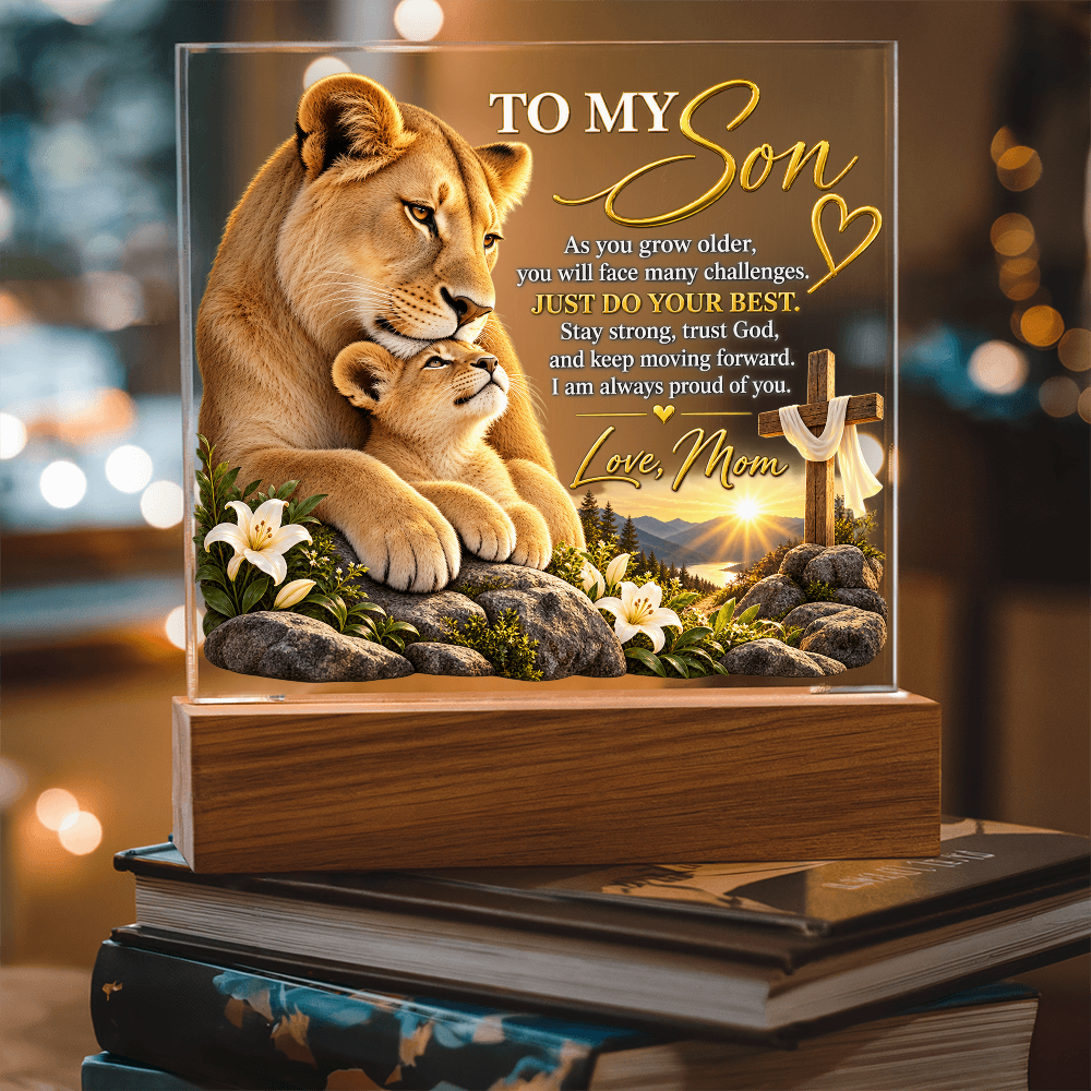 To My Son Acrylic Plaque – Trust God, Love Mom