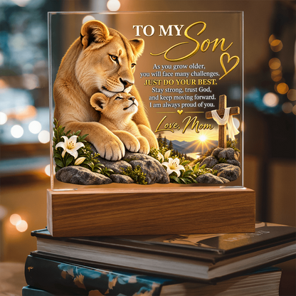 To My Son Acrylic Plaque – Trust God, Love Mom