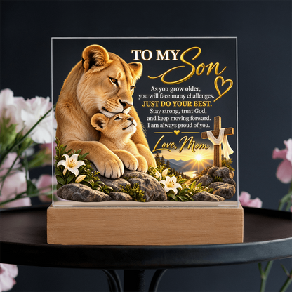 To My Son Acrylic Plaque – Trust God, Love Mom