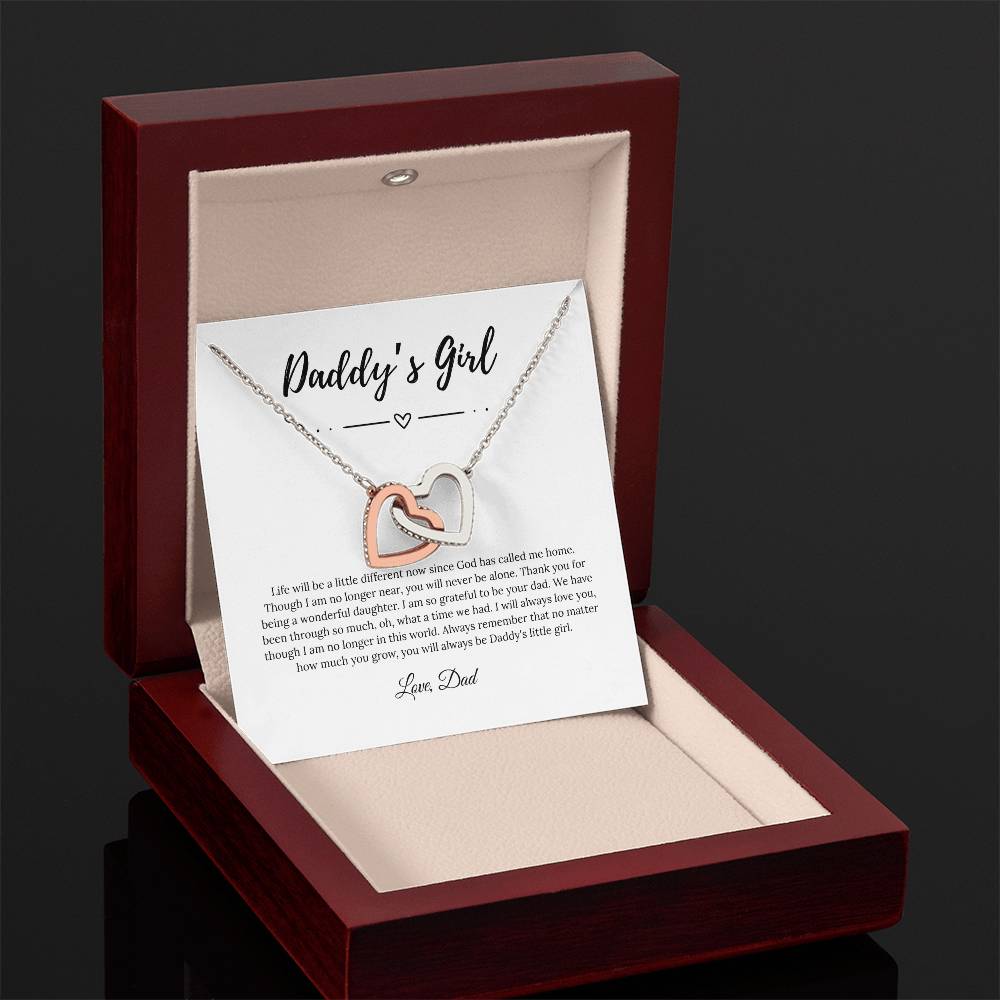 InterlocDaddy’s Girl Memorial Necklace – Interlocking Hearts from Dad, Remembrance & Sympathy Gift (White/Rose-Gold Finish)king Hearts Necklace (Yellow & White Gold Variants)