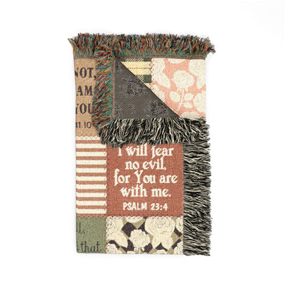 Christian Scripture Patchwork Woven Blanket – 80” x 60” Heirloom Throw - Perfect Touch Keepsakes