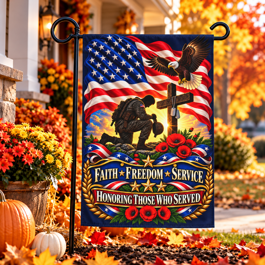 Faith Freedom Service Veterans Garden Flag Banner - Perfect Touch Keepsakes