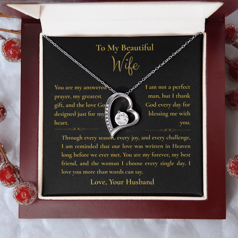 Forever Love Necklace – Romantic Message Card Gift for Wife - Perfect Touch Keepsakes