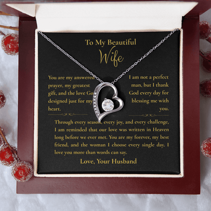 Forever Love Necklace – Romantic Message Card Gift for Wife - Perfect Touch Keepsakes