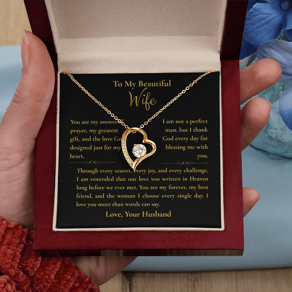Forever Love Necklace – Romantic Message Card Gift for Wife - Perfect Touch Keepsakes