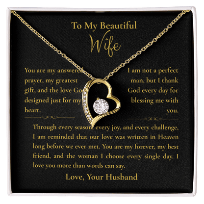 Forever Love Necklace – Romantic Message Card Gift for Wife - Perfect Touch Keepsakes