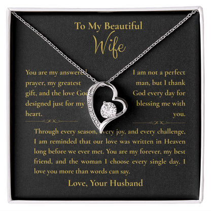 Forever Love Necklace – Romantic Message Card Gift for Wife - Perfect Touch Keepsakes