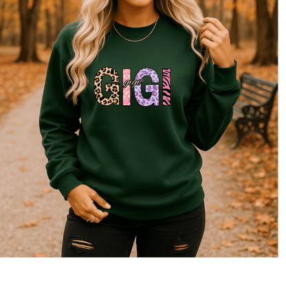 GIGI Embroidered Crewneck Sweatshirt, Cozy Gift for GIGIs, Family Reunion Apparel, Mother's Day Sweater, Women's Casual Fashion - Perfect Touch Keepsakes
