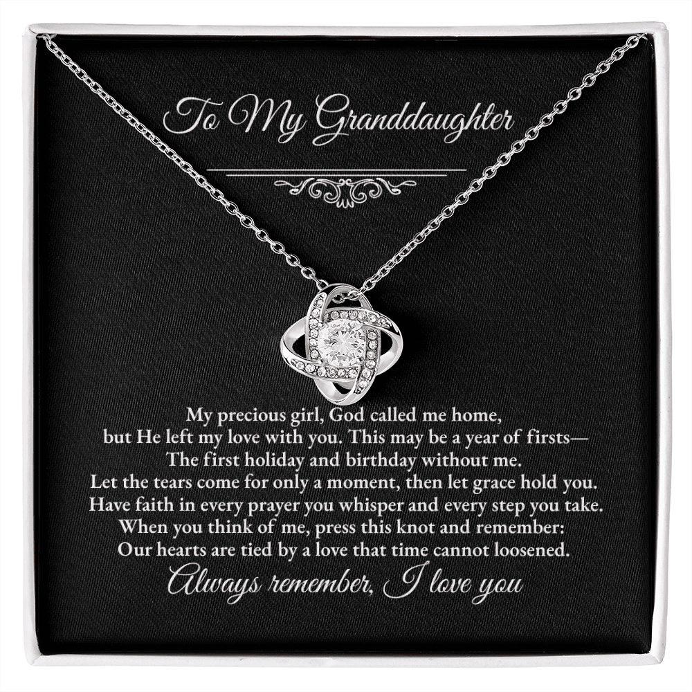 Granddaughter Remembrance Love Knot Necklace – Year of Firsts Message Card - Perfect Touch Keepsakes