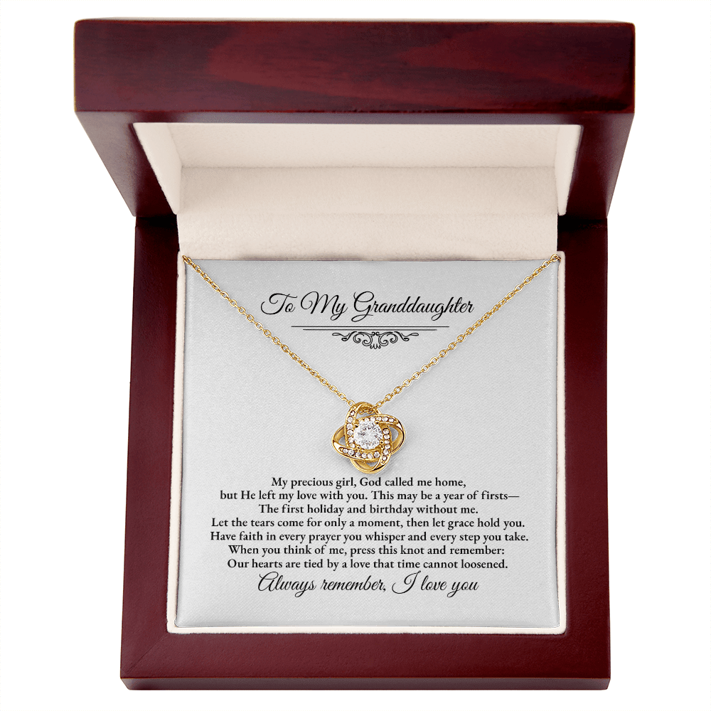 Granddaughter Remembrance Love Knot Necklace – Year of Firsts Message Card - Perfect Touch Keepsakes