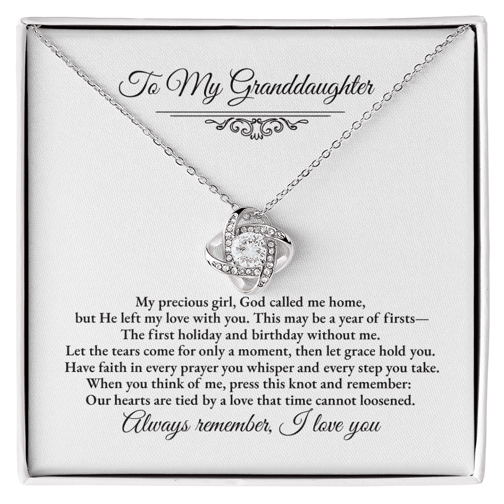 Granddaughter Remembrance Love Knot Necklace – Year of Firsts Message Card - Perfect Touch Keepsakes