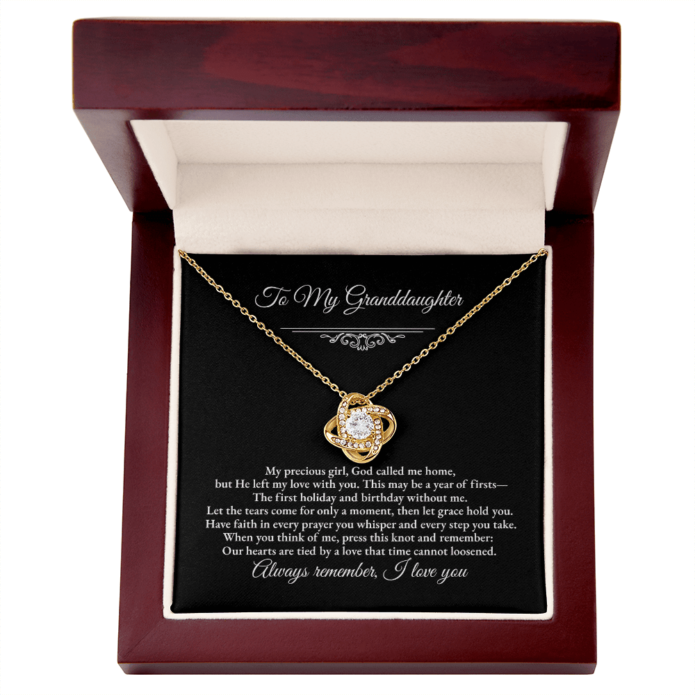 Granddaughter Remembrance Love Knot Necklace – Year of Firsts Message Card - Perfect Touch Keepsakes