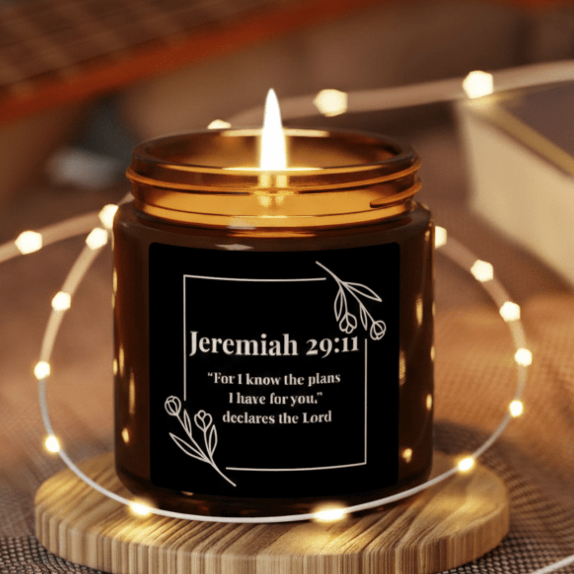 Jeremiah 29:11 Amber Soy Candle — Orange Spice or Sage Lavender - Perfect Touch Keepsakes