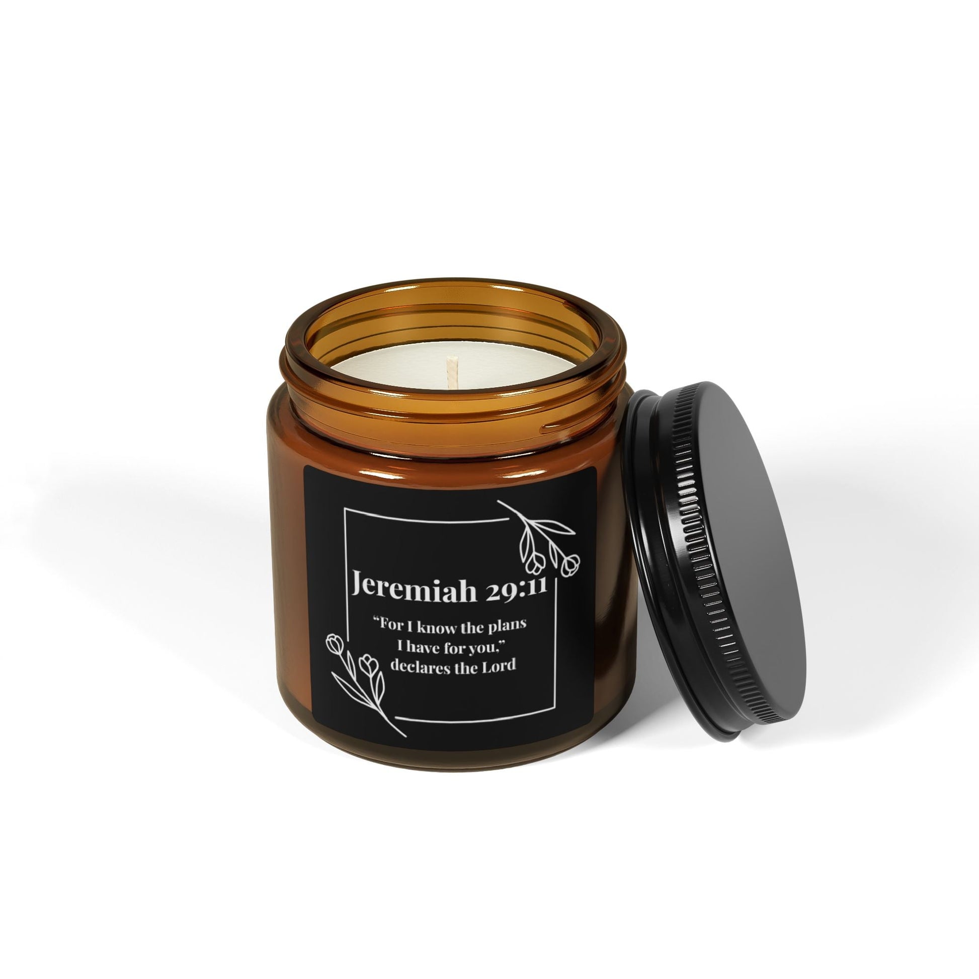Jeremiah 29:11 Amber Soy Candle — Orange Spice or Sage Lavender - Perfect Touch Keepsakes