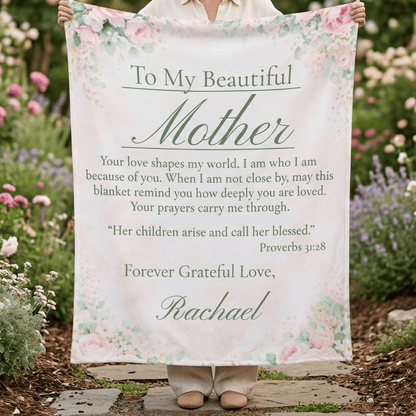Mother's Sherpa Blanket — Personalized Floral 'To My Beautiful Mother' Keepsake - Perfect Touch Keepsakes