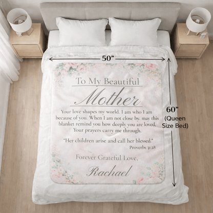 Mother's Sherpa Blanket — Personalized Floral 'To My Beautiful Mother' Keepsake - Perfect Touch Keepsakes
