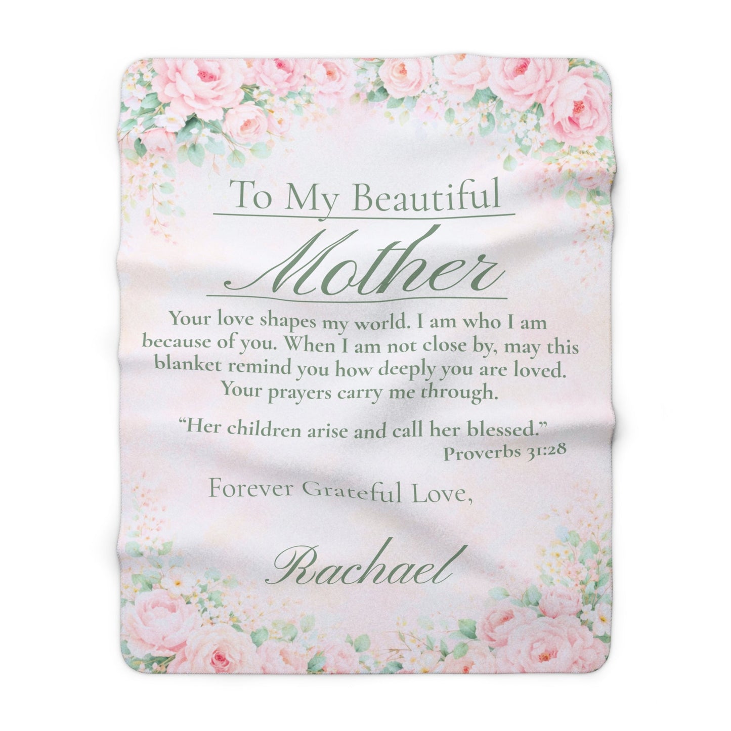 Mother's Sherpa Blanket — Personalized Floral 'To My Beautiful Mother' Keepsake - Perfect Touch Keepsakes