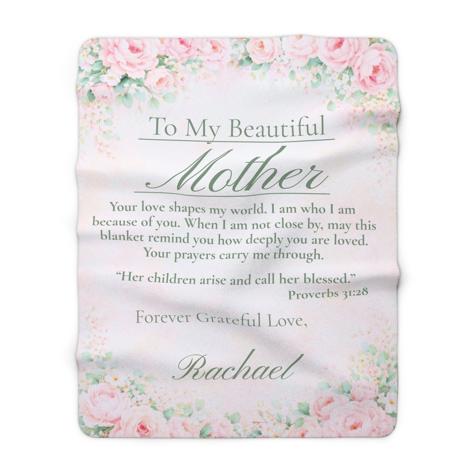 Mother's Sherpa Blanket — Personalized Floral 'To My Beautiful Mother' Keepsake - Perfect Touch Keepsakes