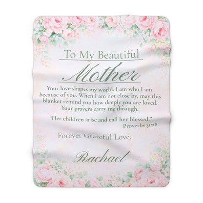 Mother's Sherpa Blanket — Personalized Floral 'To My Beautiful Mother' Keepsake - Perfect Touch Keepsakes