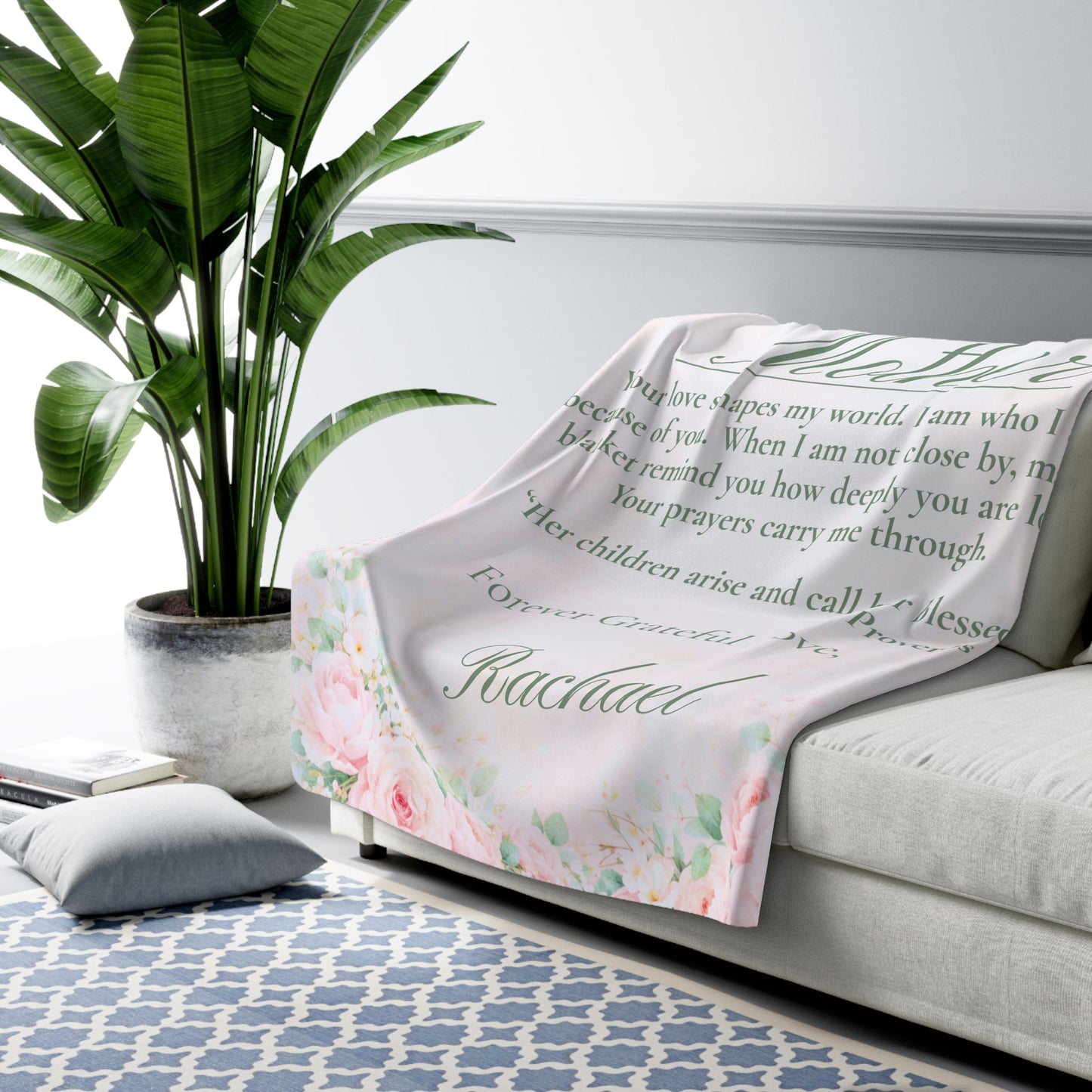 Mother's Sherpa Blanket — Personalized Floral 'To My Beautiful Mother' Keepsake - Perfect Touch Keepsakes