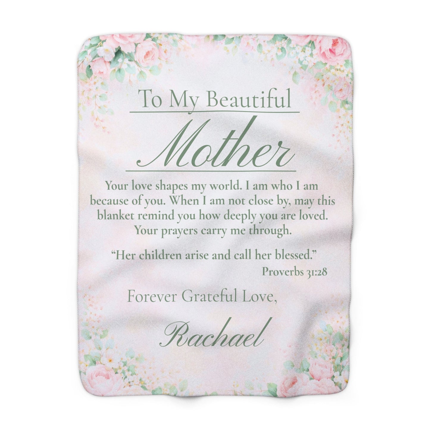 Mother's Sherpa Blanket — Personalized Floral 'To My Beautiful Mother' Keepsake - Perfect Touch Keepsakes
