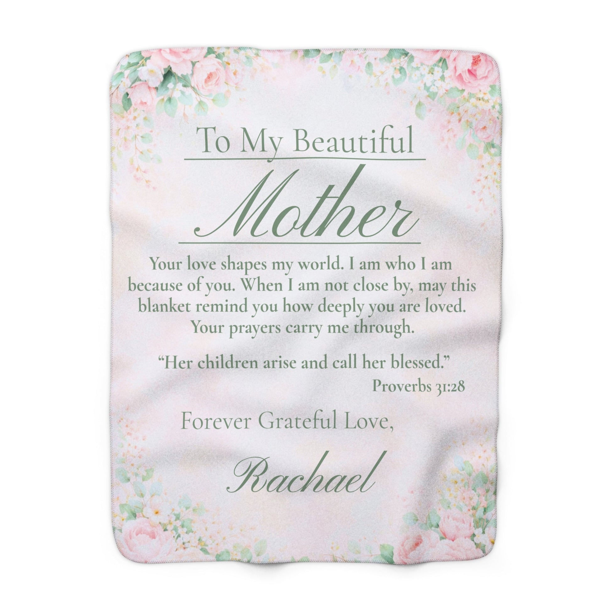 Mother's Sherpa Blanket — Personalized Floral 'To My Beautiful Mother' Keepsake - Perfect Touch Keepsakes