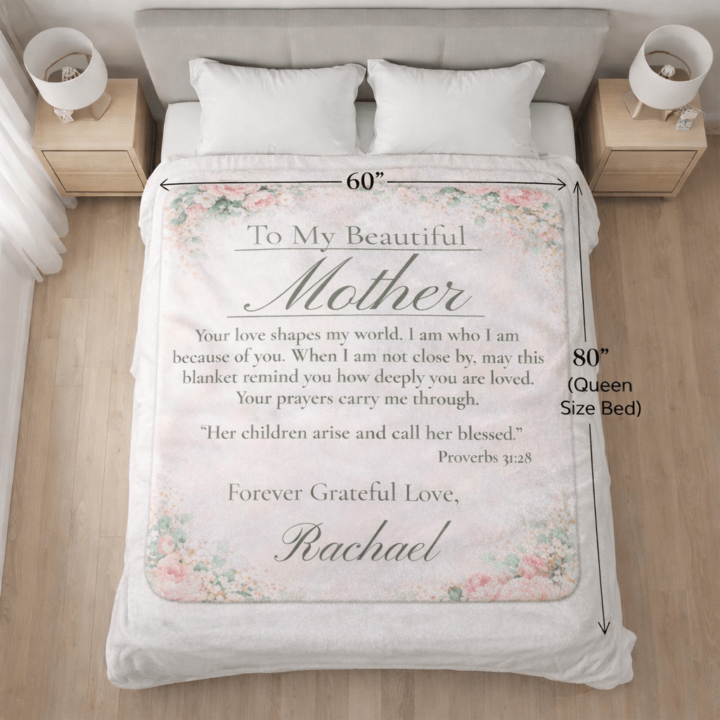 Mother's Sherpa Blanket — Personalized Floral 'To My Beautiful Mother' Keepsake - Perfect Touch Keepsakes