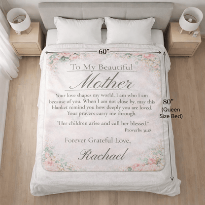 Mother's Sherpa Blanket — Personalized Floral 'To My Beautiful Mother' Keepsake - Perfect Touch Keepsakes