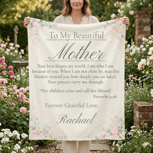 Mother's Sherpa Blanket — Personalized Floral 'To My Beautiful Mother' Keepsake - Perfect Touch Keepsakes