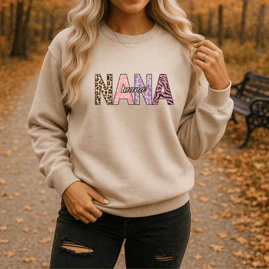 NANA Embroidered Crewneck Sweatshirt, Cozy Gift for NANAs, Family Reunion Apparel, Mother's Day Sweater, Women's Casual Fashion - Perfect Touch Keepsakes