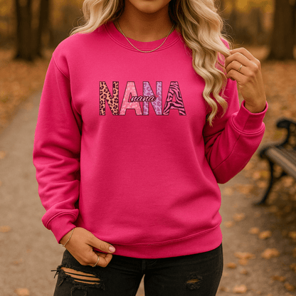 NANA Embroidered Crewneck Sweatshirt, Cozy Gift for NANAs, Family Reunion Apparel, Mother's Day Sweater, Women's Casual Fashion - Perfect Touch Keepsakes
