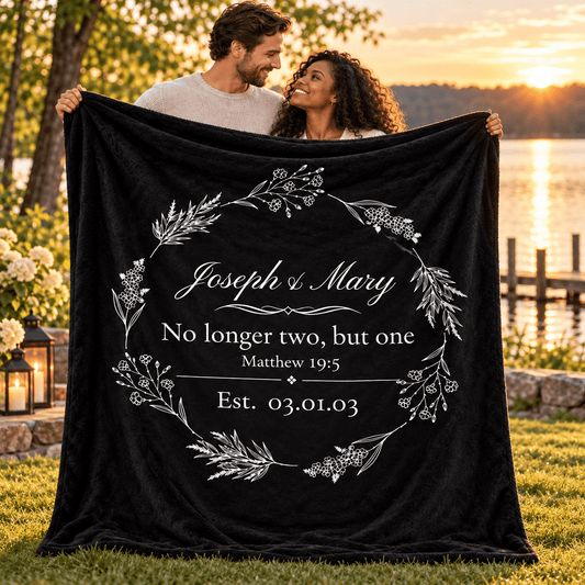 No Longer Two, But One Personalized Anniversary Throw - Perfect Touch Keepsakes