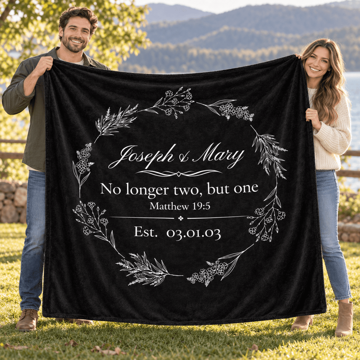 No Longer Two, But One Personalized Anniversary Throw - Perfect Touch Keepsakes