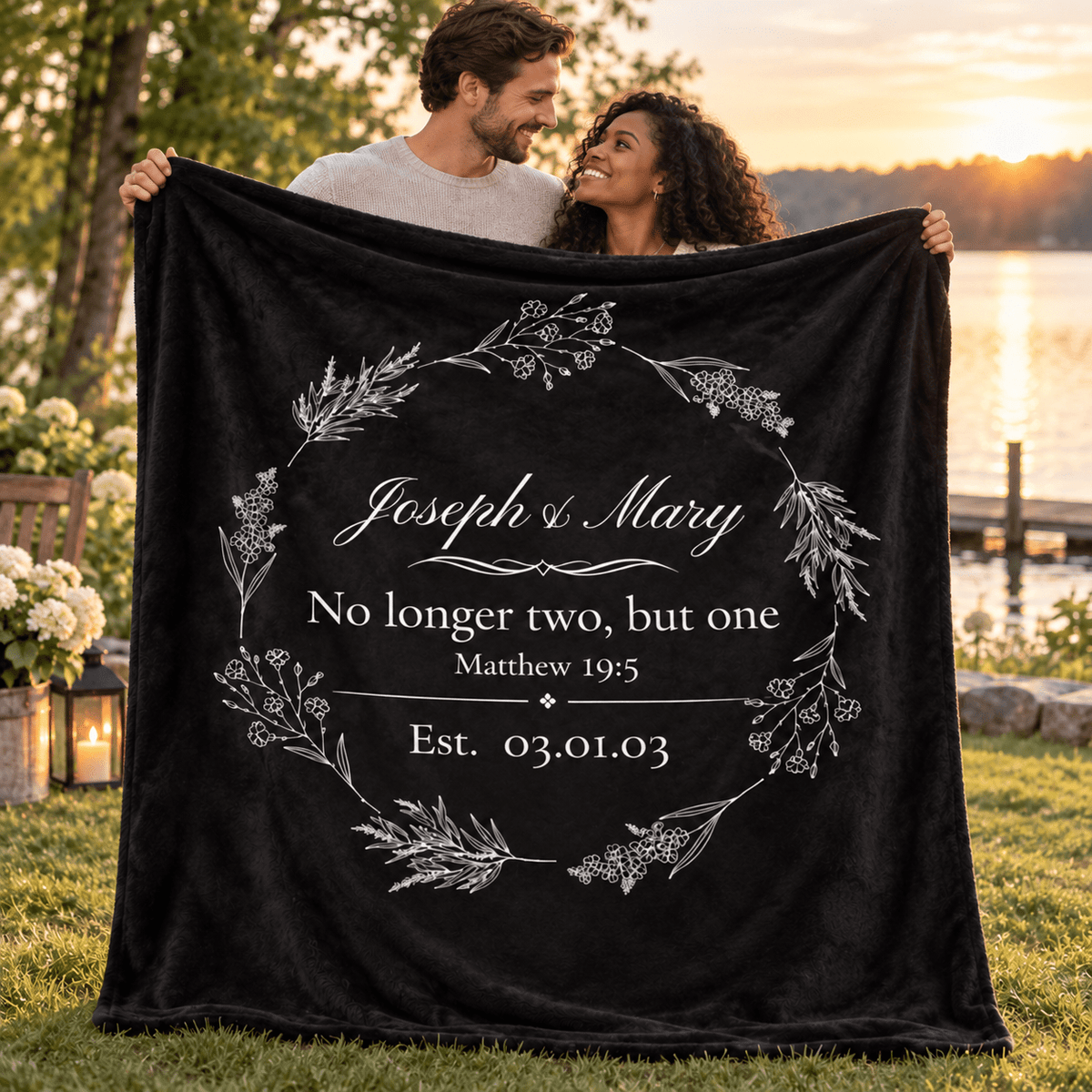 No Longer Two, But One Personalized Anniversary Throw - Perfect Touch Keepsakes
